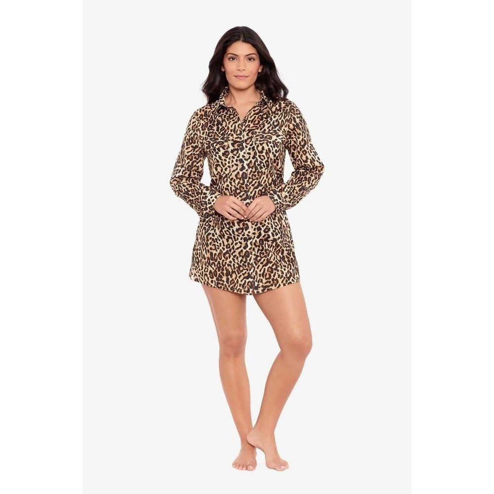 Ralph Lauren Black Label Leopard Print Oversized Camp Shirt Size XL NWT